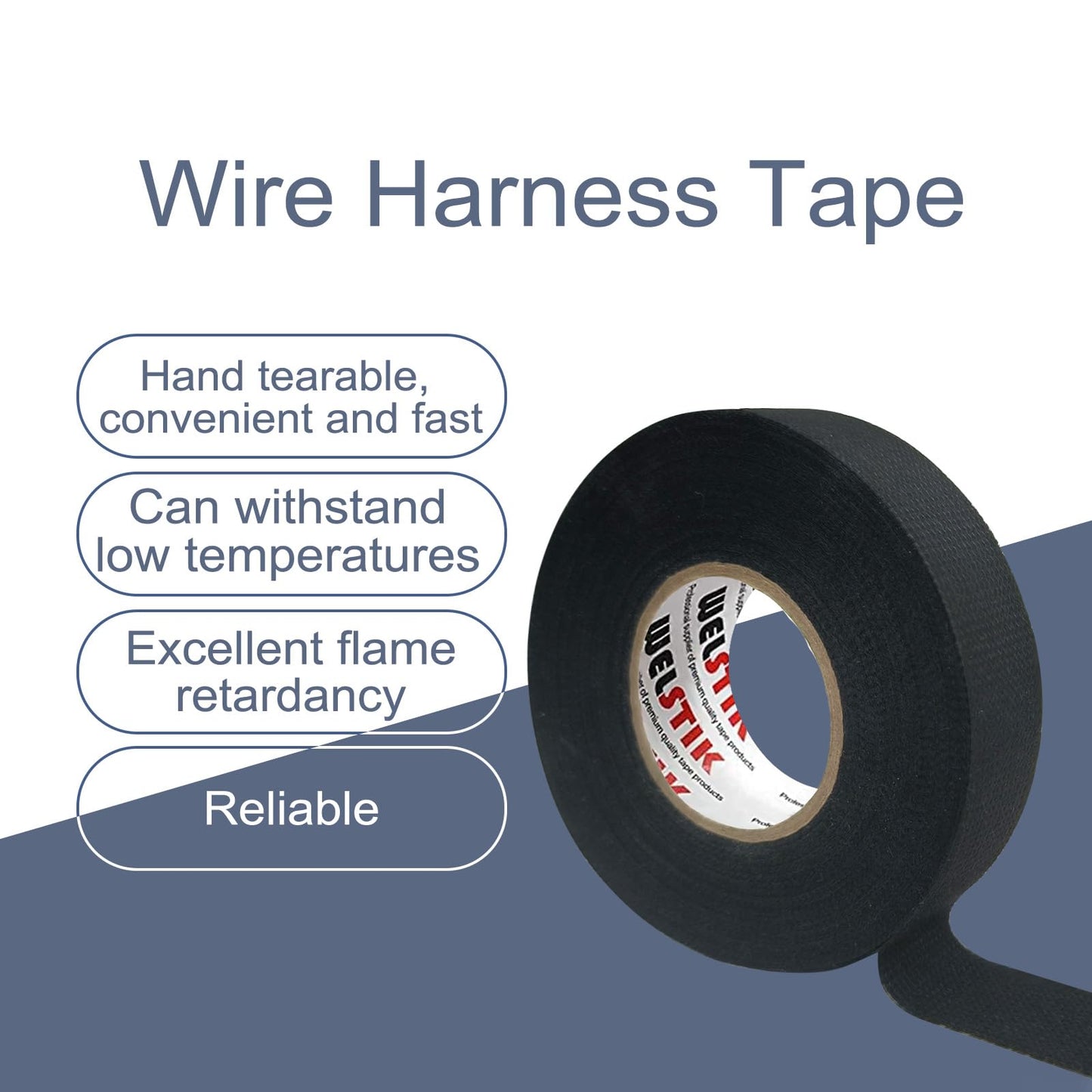 WELSTIK Wiring Harness Tape 19mm*15m 10 Pack, Total 150m- Premium Fabric Electrica Tape for Car Automotive Heat Resistant, Excellent Noise Suppression and Cable