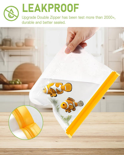 20 Pack Reusable Freezer Bags, BPA Free Reusable Sandwich Lunch Bags, Extra-thick Leakproof Bags Freezer Safe Food Storage Bags For Marinate Meats Fruits Veggies Make-Up Toiletries