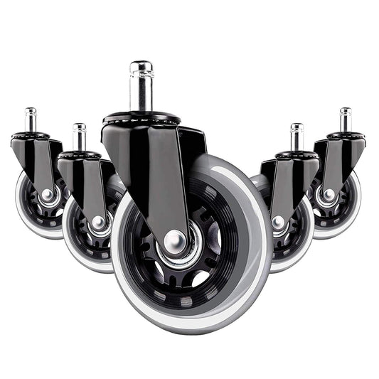 YIUBCZOQI Office Chair Wheels Casters Set of 5 - Heavy Duty Silent Rollers for Hardwood Floors & Carpet, 10x22mm FIT 1KEA,Non-Marring Black Chair Casters with Dual-Bearing Design