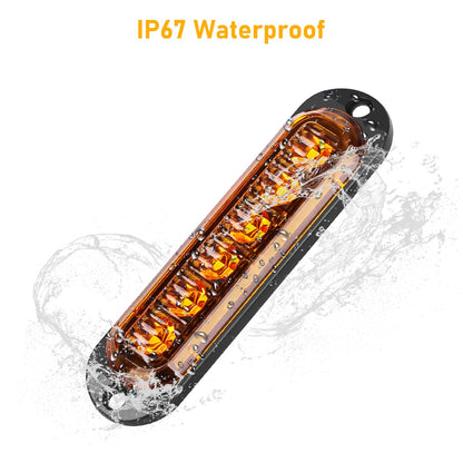 10pcs 6LED Trailer Marker Lights, Linkstyle 12V-24V Amber/Red Surface Mount Clearence Light, 4.4 Inch Waterproof Sealed Side Marker Indicators Light for Front Rear Trailer Truck RV Camper Boat