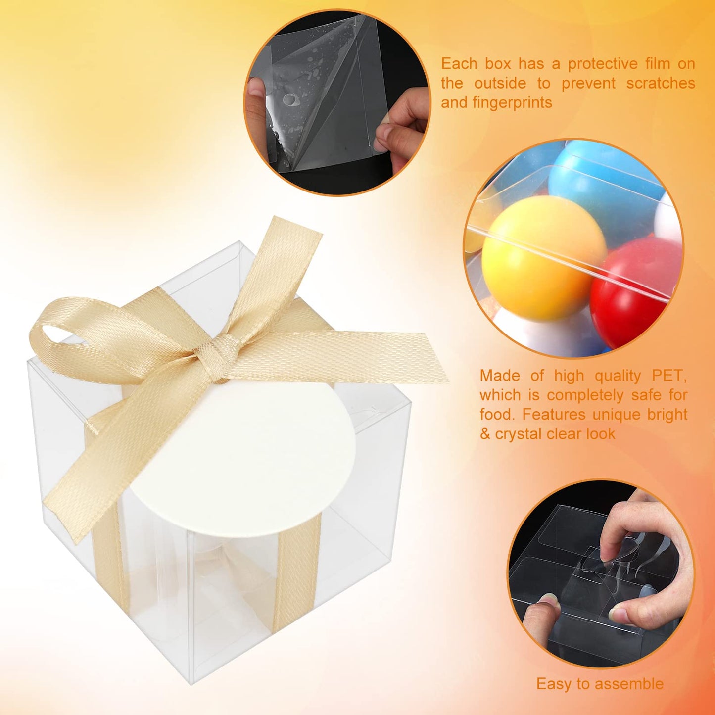 COTOPHER 60 Pcs Clear Favor Boxes, 2x2x2 Clear Gift Boxes Party Favor Boxes Mini Transparent Cube Macaron Candy Boxes for Wedding Favors Baby Shower