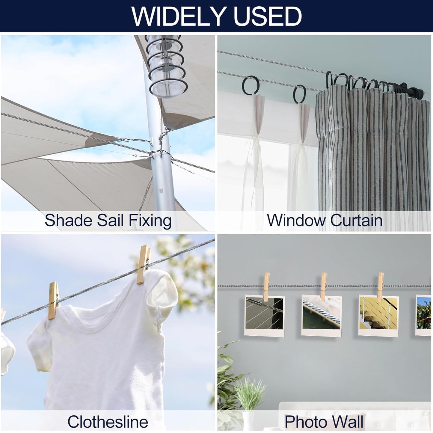 phepetroll 1/8" Wire Rope Kit 66FT Stainless Steel Aircraft Cable with M5 Turnbuckles, 7x7 Strand Core Vinyl Coated Guy Wire Tensioner Kit for Garden String Light, Pictuer, Clothes, Curtain Hanging