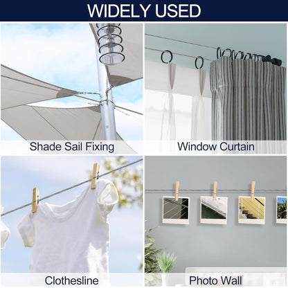 phepetroll 1/8" Wire Rope Kit 66FT Stainless Steel Aircraft Cable with M5 Turnbuckles, 7x7 Strand Core Vinyl Coated Guy Wire Tensioner Kit for Garden String Light, Pictuer, Clothes, Curtain Hanging