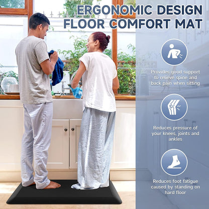 lazywoodpecker Anti Fatigue Rug, Kitchen Mat for Floor, Waterproof, Non Slip, Standing and Comfort Desk/Floor Mats for House Sink Office (17.3"x28" - 0.75 inch, Black)