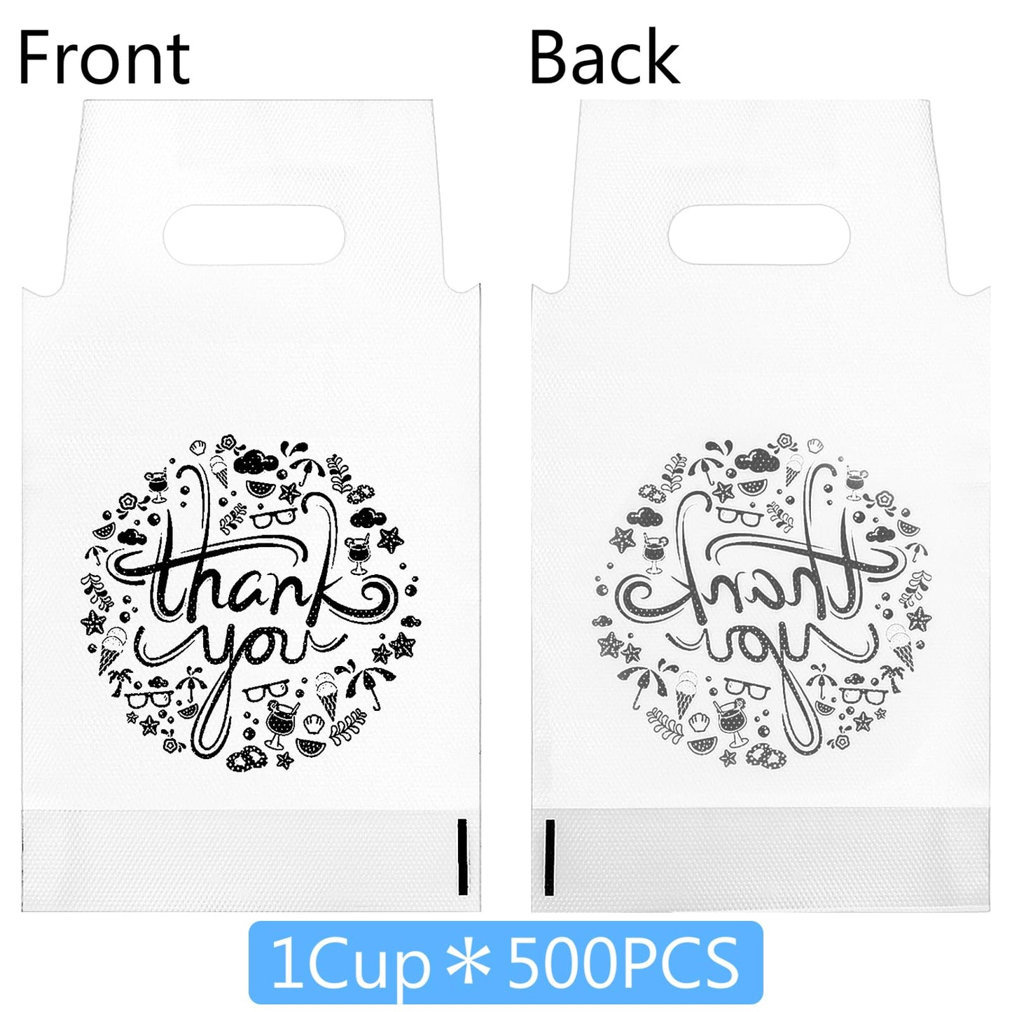 Lawei 500 Pack Handle Drinking Poly Bags, Clear 1-Cup Plastic Drinking Bags with Handle for Delivery, Packaging Drink Carriers for Take Out Beverage Coffee Juice, Stores Restaurant, 11.2 x 6 In