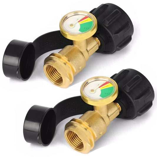 Propane Tank Gauge Level Indicator, 2 Pack Propane Gas Gauge for LP Propane Tank 5LB-40LB with QCC1/Type, Leak Detector for BBQ Gas Grill, RV Camper Accessories, Heater, Propane Application