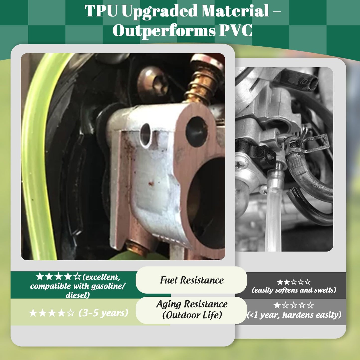 Premium TPU Fuel Line Kit 3 Sizes (3mm ID/5mm OD, 5mm ID/8mm OD, 6mm ID/9mm OD), 6.6ft Each, with 12 Steel Clamps, Universal Gas Diesel Fuel Hose for Lawn Mower Chainsaw Small Engines