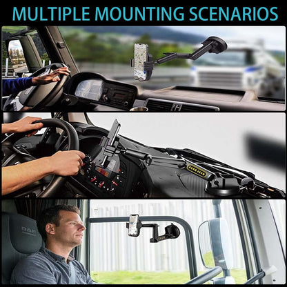 Joinyou Truck Phone Holder Mount Heavy Duty Super Suction Cup, Cell Phone Holder for Truck Dashboard Windshield 16.9 inch Long Arm & Stable, Compatible with iPhone & Samsung, Gray, Big Rig Truck
