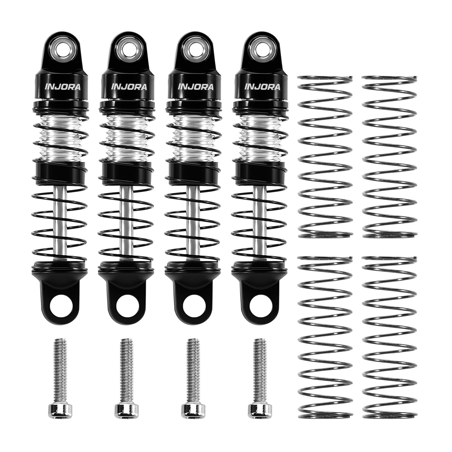 INJORA Aluminum 26mm Oil Shocks for 1/30 Axial SCX30(Black Silver)