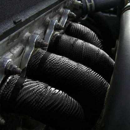 Exhaust Heat Wrap, Foneso 2"x 50' Black Exhaust Header Wrap Tape Insulation Wraps, Fiberglass Heat Shield Tape with 12pcs Self-locking Stainless Steel Zip Ties for Cars Motorcycles Truck