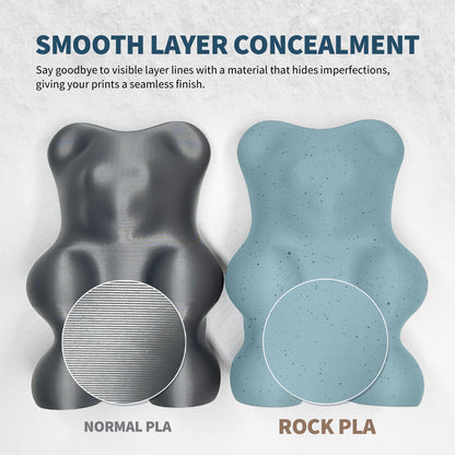 OVERTURE Rock PLA Filament 1.75mm, Marble PLA 3D Printer Filament 1kg Spool (2.2lbs), Dimensional Accuracy +/- 0.02 mm, Fit Most FDM Printer (Haze Gray)