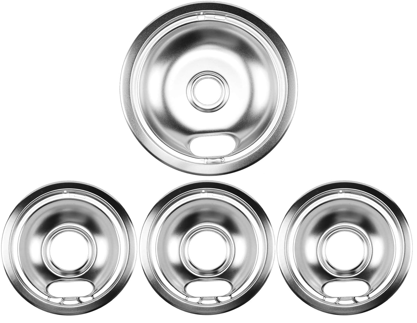 1x8" & 3x6" Chrome Drip Pans Kit Compatible for Whirlpool- W10196405 W10196406 Drip Pan Electric Stove Burner Covers Replaces 0089285 0091813 0304979 0310228 Not for GE