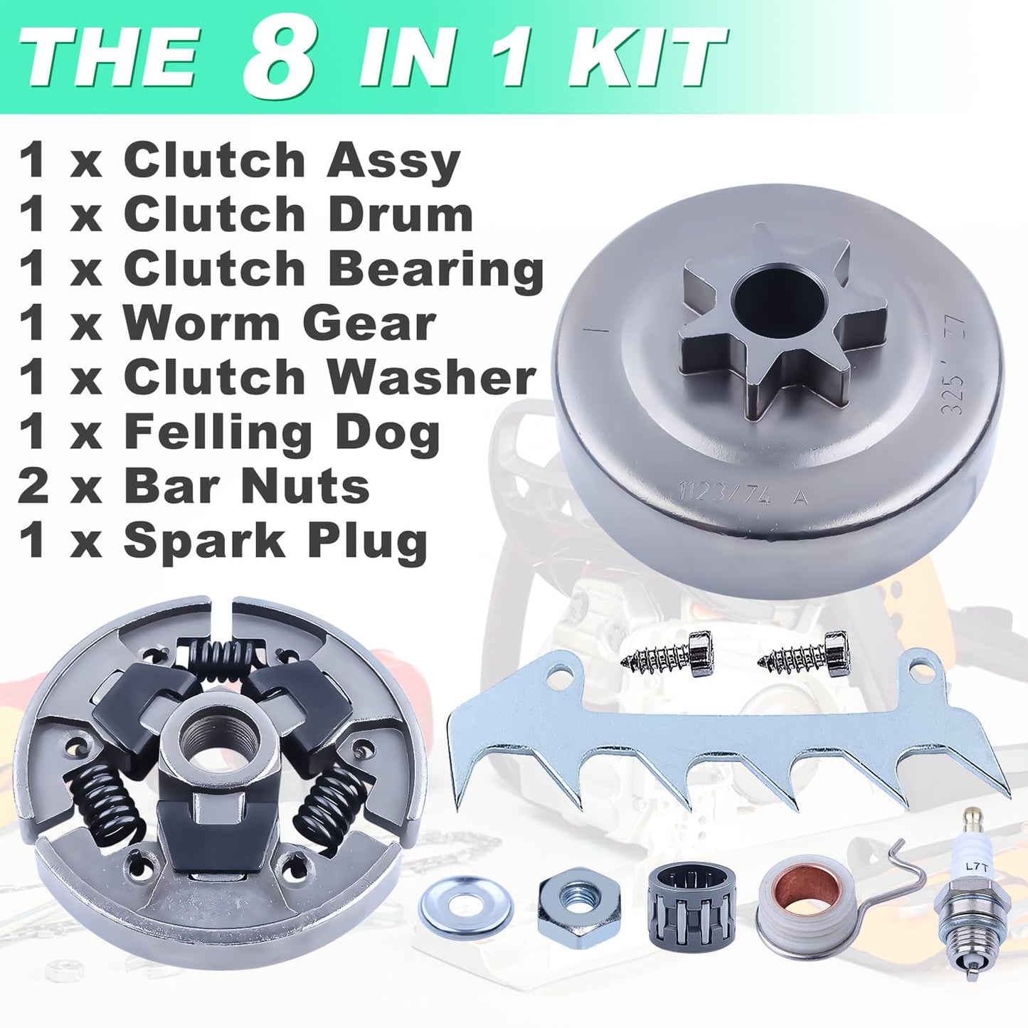 Adefol .325"-7T Clutch Drum Worm Gear Felling Dog Screw for Stihl 021 023 025 MS230 MS250 MS 230 250 Chainsaw Replacement Parts 1123 640 2074