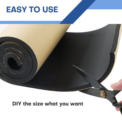 MYFULLY Sponge Neoprene Roll with Adhesive, Waterproof Foam Rubber Sheet Cut to Multiple Dimensions and Lengths for Shock Pad, DIY, Gaskets, Crafts (1/2" Thick x12 Wide x 54" Long)