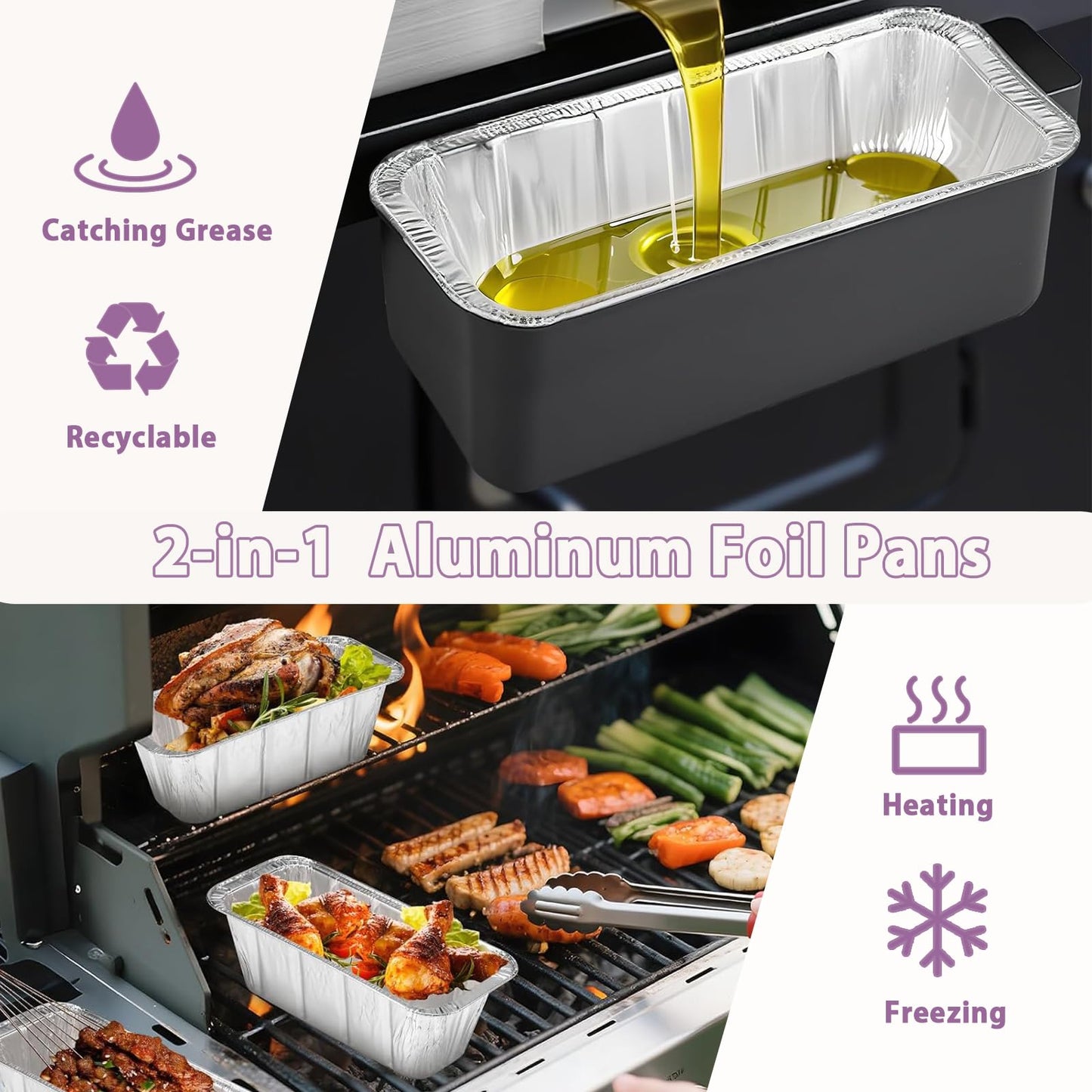 50 Pack Drip Pan Liners Kit for Blackstone Griddle 36" 30" 28" 22" 17", a Cleaning Brush, 2 Silicone Brushes, Aluminum Disposable Grease Catcher Trays for Blackstone Griddle Accessories