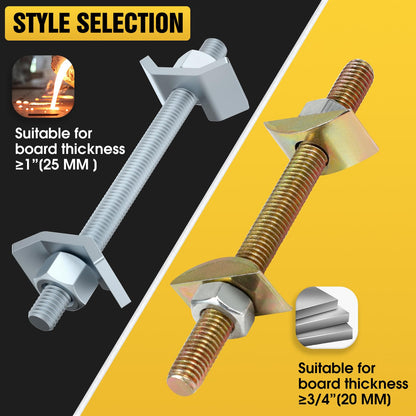 Countertop Joint Connectors,Counter Top Fasteners Bolt,Butcher Block Fasteners Draw Bolts,Miter Bolts Connector Hardware for Bed Frame,Furniture,Table (Yellow M8 100mm)