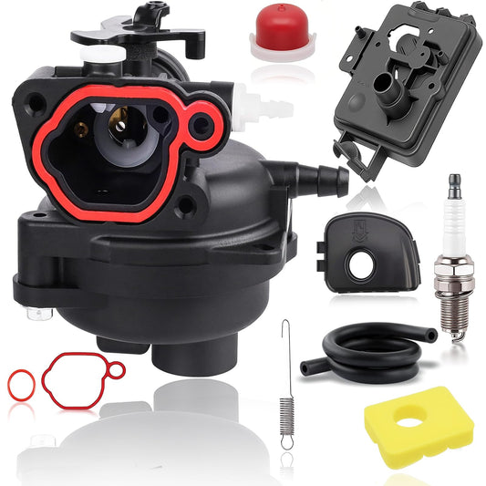 799583 Carburetor Replacement for Briggs Stratton 593261 595656 591979 Engines 450E 500E 550E 550EX Series 125cc 140cc Lawnmower with 595663 Air Filter Base 799579 Air Cleaner Foam Filter Kit A19