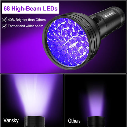 Vansky Air Conditioner Leak Detector: Professional Car Tool 68 LED Automotive AC UV Dye Leak Detection Kit with Protective Glasses