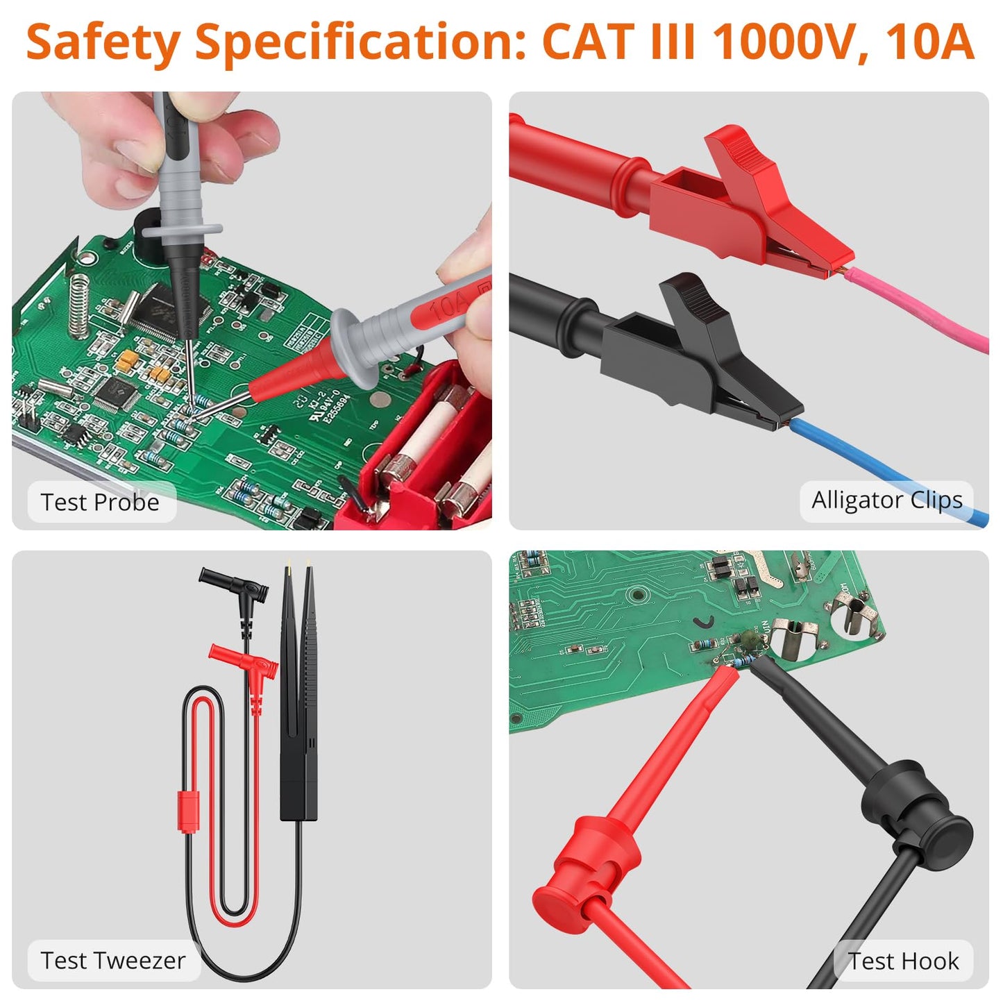 Proster Multimeter Leads Kit 9 in 1 Test Leads with Alligator Clips Test Leads Test Hook Test Lead Tweezers Electric Tester Leads for Multimeter Tester