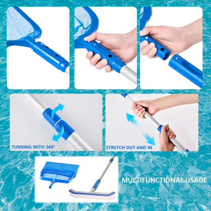 FBSPORT Pool Skimmer Net with Telescopic Pole, 59 inch Swimming Pool Leaf Net, Fine Mesh Pool Net, Pool Cleaner Maintenance Tool-Easy to Collecting Leaves for Swimming Pools, Hot Tubs, Ponds