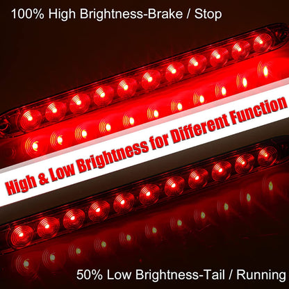 PerfecTech 11 LED Red Trailer Brake Tail Light, 2 Pack 16” LED Bar Stop Turn Signal Tail Lights Waterproof Brake Strip Red Light for Marine Boats Golf Cart Offroad Truck RV UTV ATV