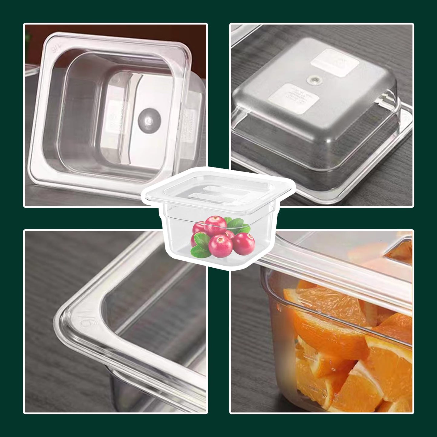 Chris.W 8 PCS Polycarbonate Hotel Pan Lids with Handle, 1/6 Size Food Pan Lid, Clear Plastic Steam Table Pan Lid, Polycarbonate Universal Handled Food Pan Lid for Restaurant Hotel