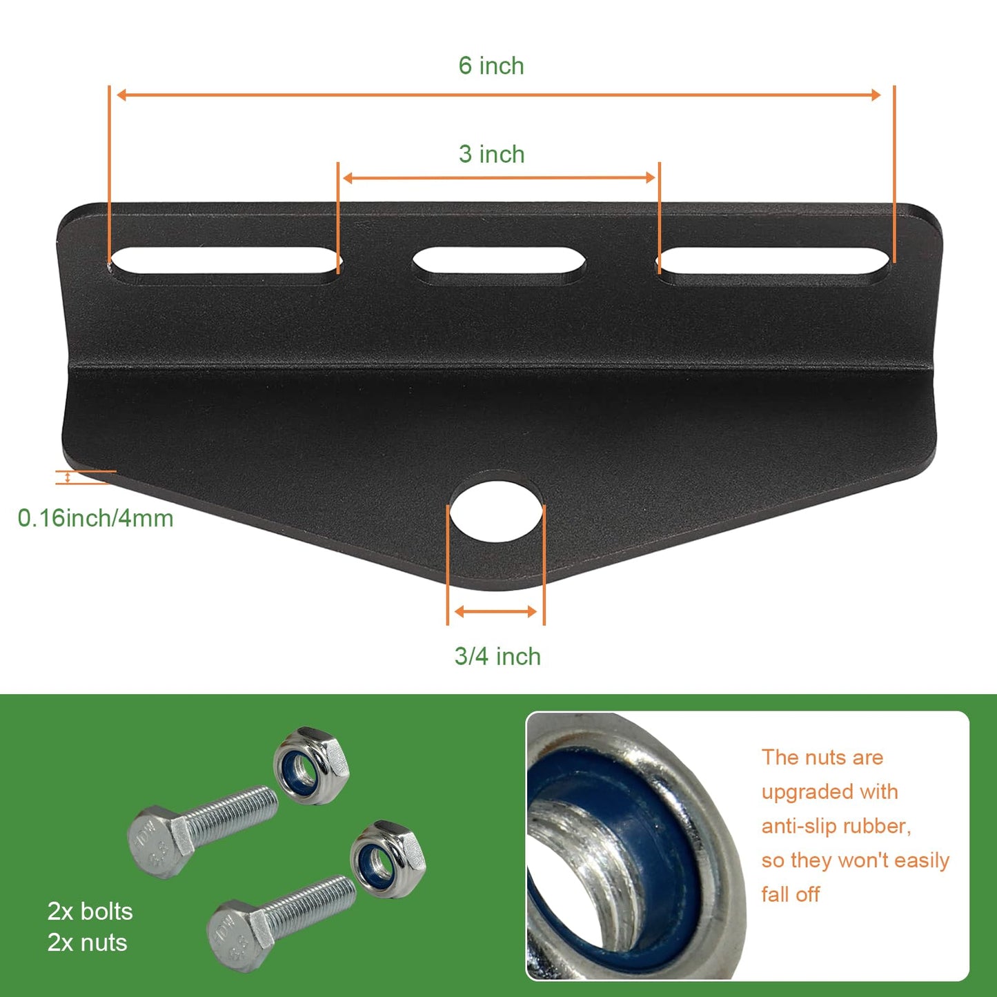 Heavy Duty Universal Zero Turn Lawn Mower Trailer Hitch Adapter Bracket Receiver 3"-6" Mount 3/4" Pin Hole