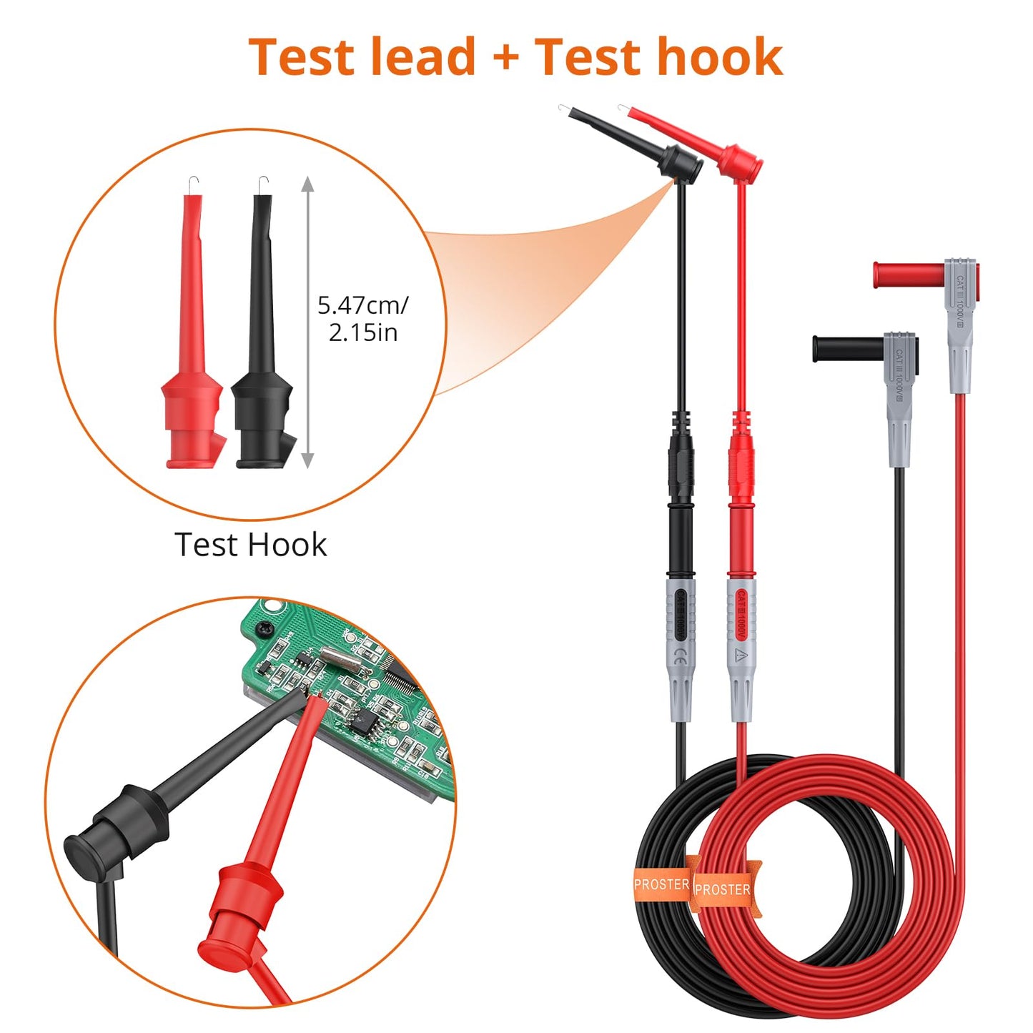 Proster Multimeter Leads Kit 9 in 1 Test Leads with Alligator Clips Test Leads Test Hook Test Lead Tweezers Electric Tester Leads for Multimeter Tester