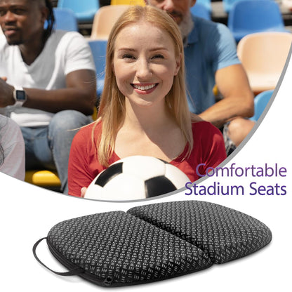 Foldable Gel Seat Cushion of Airy Cooling Gel, Portable Chair Pad for Travel, Honeycomb Seat Cushion for Stadium & Bench, Portable Chair Cushion for Sitting Fatigue Relief (0.9-Inch Thick, Black)