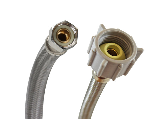 Fluidmaster B1T16 Toilet Connector, Braided Stainless Steel-3/8-Inch Female Compression Thread X 7/8-Inch Female Ballcock Thread, 16-Inch Length