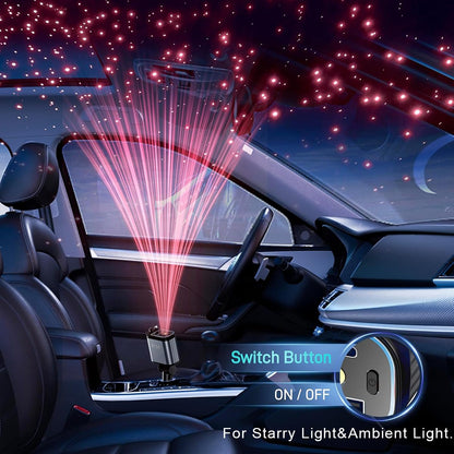 4 in 1 Retractable Car Charger with Starry Light,69W USB-C Fast Car Charger, for iPhone 17/16/15/14/13/12/11, Android,Pixel,Cigarette Lighter Charger (Grey, Light-ning+USB-C (Starry))