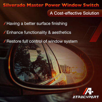Drive Side Power Window Master Control Switch for | Chevy Silverado 1500 2500HD 3500HD,Traverse,HHR,GMC Sierra 1500 2500HD 3500HD,Yukon,Buick Enclave | Replaces OE# 20945129, 25789692, 25951963