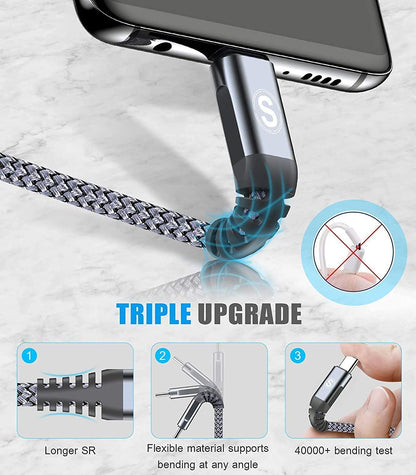 sweguard USB C Cable Fast Charge 3.1A [2 Pack, 20ft],iPhone 15/16/17 Pro Max Type C Charging Cable Nylon Braided Compatible with Samsung S26 S25 S24 to S21 S8,A72 A53 A52,M30,Note 20,Pixel,LG,Moto