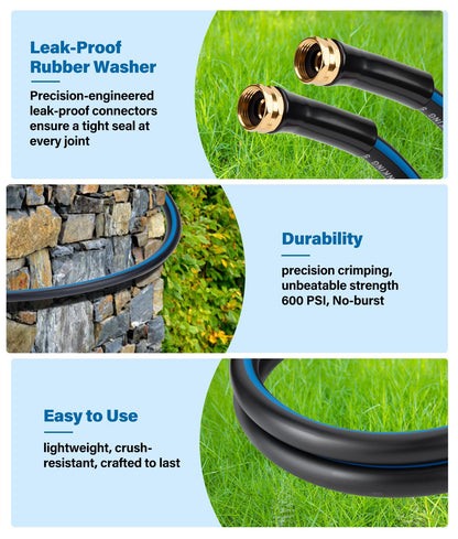 Short Garden Lead-in Hose 6ft X 5/8" Female to Female, 6 Feet Flexible Leader Water Hose with Swivel Handle, Heavy Duty Small Garden Water Hose for Outdoor Indoor