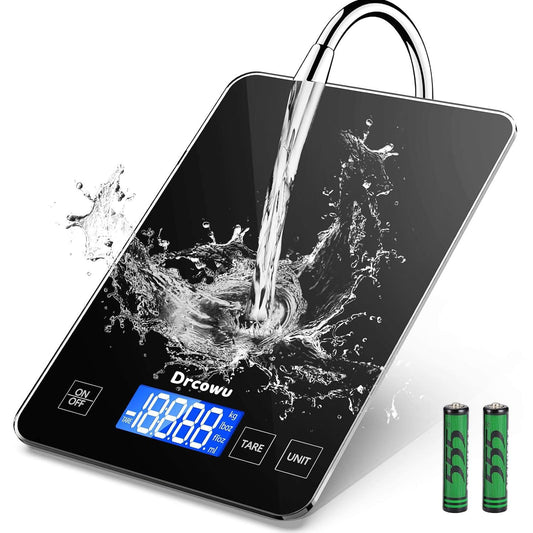 Drcowu Large Food Scale Digital, 15kg Kitchen Scales for Baking, Cooking, Keto and Meal Prep, Weight Balance Alimentaire with 1g Accuracy and LCD Dispaly, Easy to Read, Grams and Oz for Home, Black