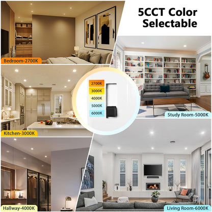 LVWIT 4 Inch 5CCT LED Downlight, 7W 700 Lumens Dimmable, IC Rated LED Recessed Lighting, 2 Pack (2700K/ 3000K/ 4000K/ 5000K/ 6000K- 5CCT)