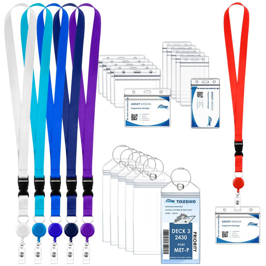 OTYMIOW 6 Pack Cruise Lanyards With Retractable Card Holder Badge Reels - Waterproof, Detachable Buckle for Ship Cards, Name Tag Holder