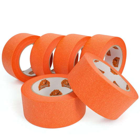TAPEBEAR Orange Masking Tape 48mm x 50m, General Purpose Paper Tape for Painting, Labeling, DIY Arts Crafts, Home Office School Projects, 6Rolls
