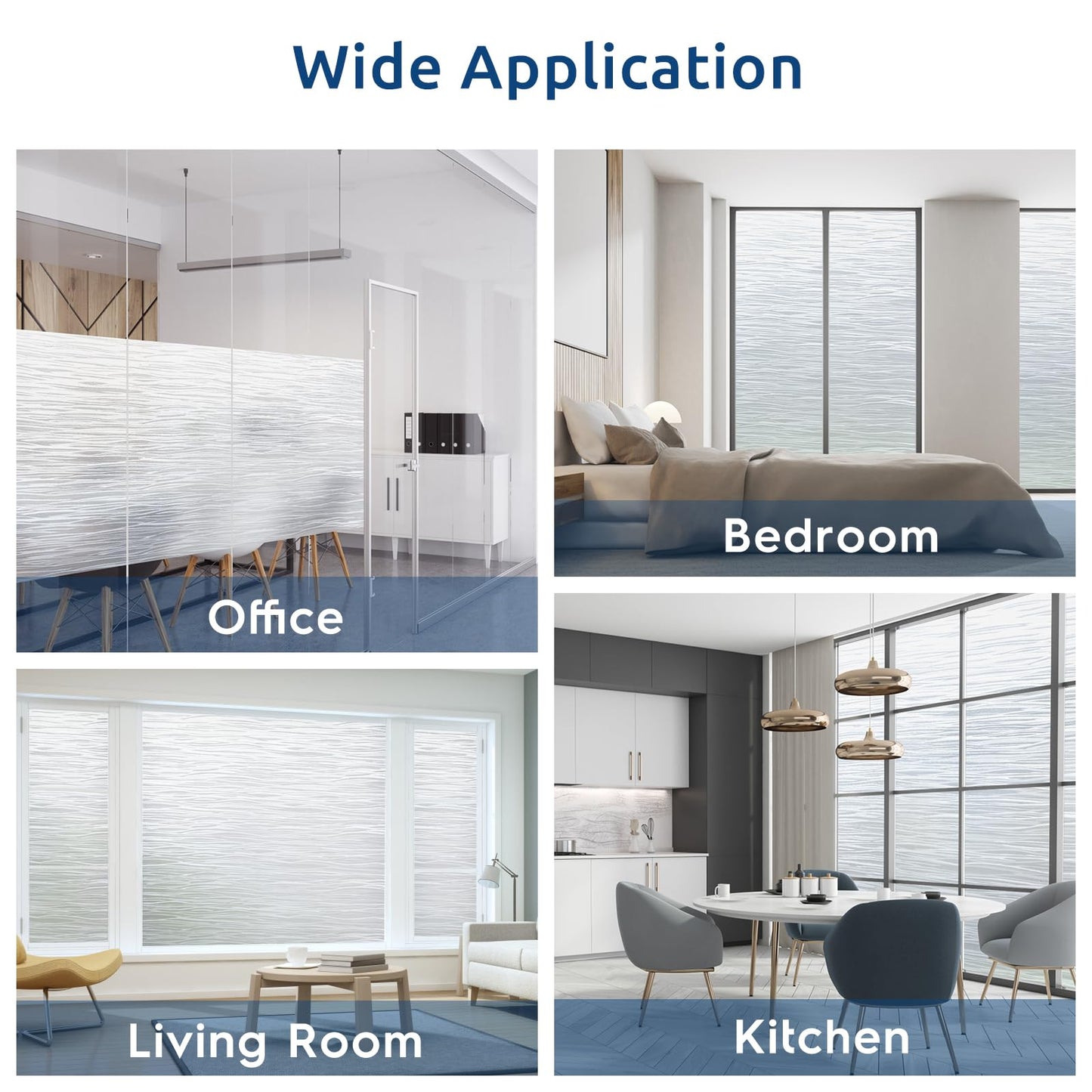 rabbitgoo Window Films for Privacy, Frosted Static Cling Glass Film Non-Adhesive UV Heat Blocking Covering Removable Vinyl Privacy Window Stickers for Bathroom Door Home Decor, 60 x 200cm