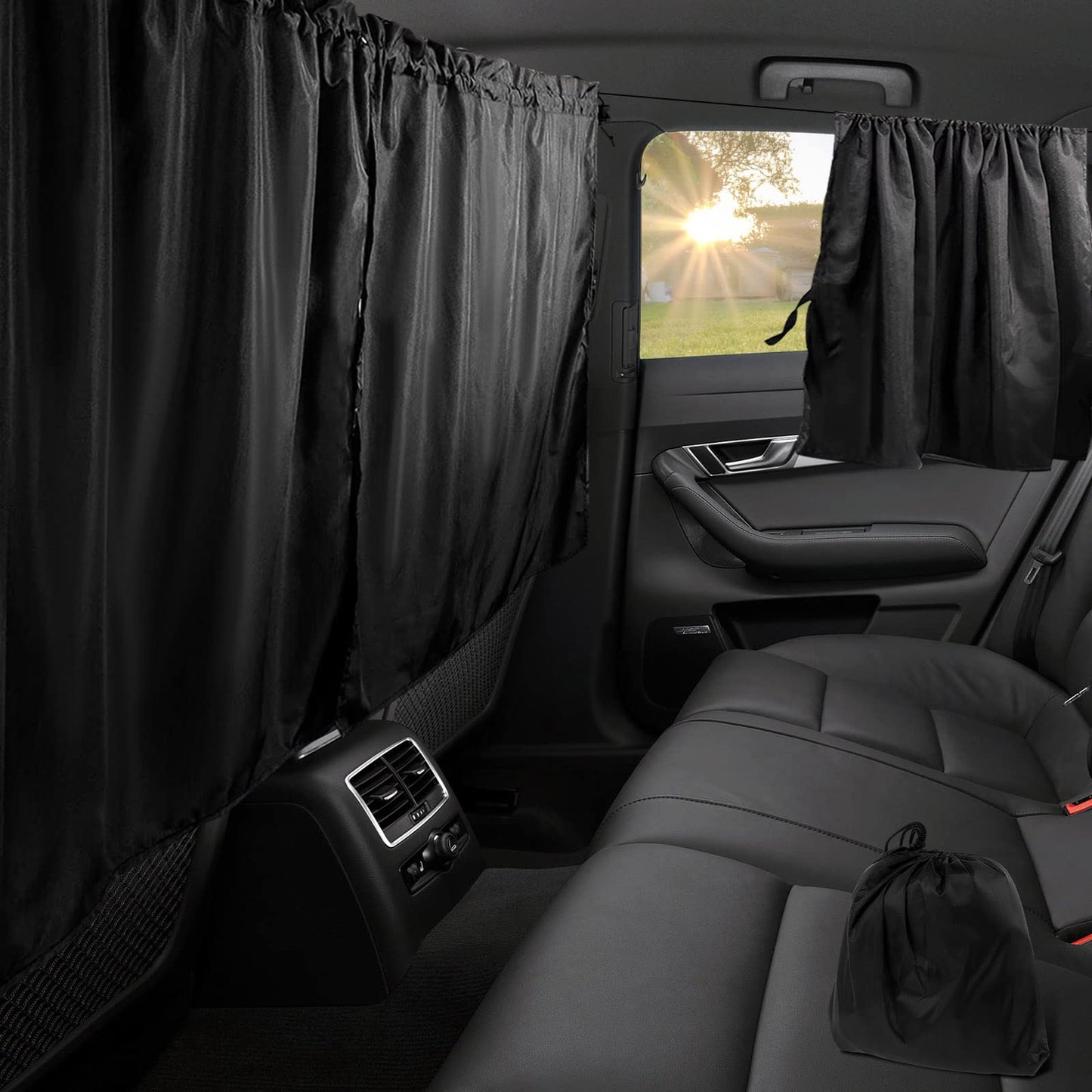 Car Privacy Curtains, Universal Car Window Shades Light Blocking Sunshades, Auto Blackout Curtains Baby Shades Wide Sedan SUV Sunshade Screen Covers for Travel Camping Nap Sleeping (3 pcs)