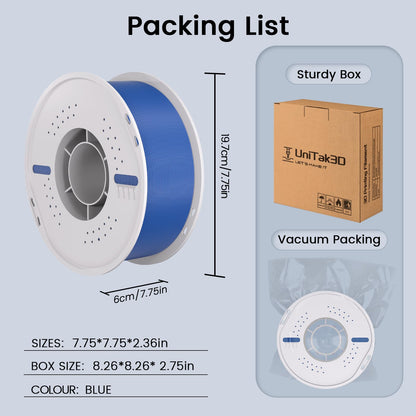3D Printer Filament,PLA Filament 1.75mm Dimensional Accuracy±0.03mm Neatly Wound 3D Printing Filament Compatible with Bambu Lab/Anycubic/Creality All 3D Printers-1kg Spool (2.2lbs)-Blue