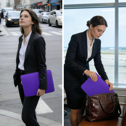 RAINYEAR 13 Inch Laptop Sleeve Diamond Foam Case Bag Compatible MacBook 14", 13.3" MacBook Air/Pro A3449 A3113 A3240 A2681 A2337 A2338 & for 13.3" PC Notebook Chromebook (Purple)