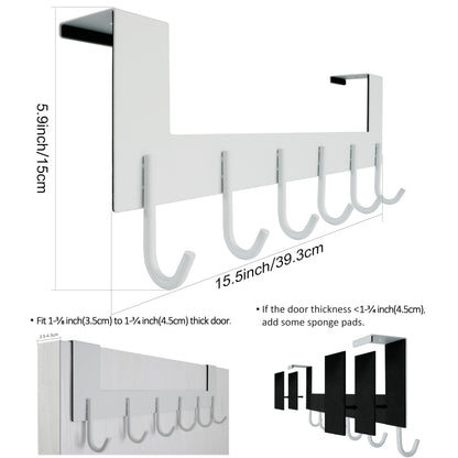 WEBI Over The Door Hooks for Hanging Door Hanger,Over Door Coat Rack Hanger for Towels,Clothes,Behind Back of Bathroom,White