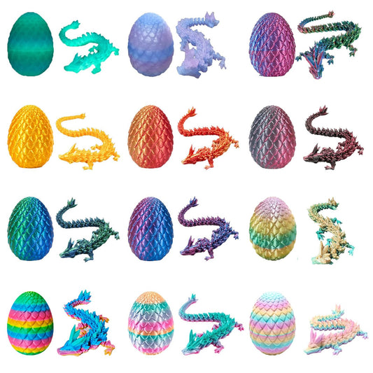 12 Pcs 3D Printed Dragon Egg with Dragon Inside, Complete Dragon-Shaped 3D Crystal Easter Egg with Removable Shell for Home Decor, Easter Decorations