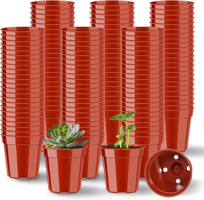 200 Pack Mini Plastic Plant Pots, 2 Inch Nursery Seedling Pots with Drainage Holes, Small Seed Starter Planter for Flower Vegetable Seedlings Mini Succulents Cactuses Indoor Outdoor Plants
