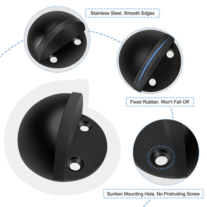 8 Pack Door Stoppers Self Adhesive Floor Mounted Door Stops No Drill Rubber Bumper, Stainless Steel Doorstop for Living Room, Bedroom, Bathroom, Office