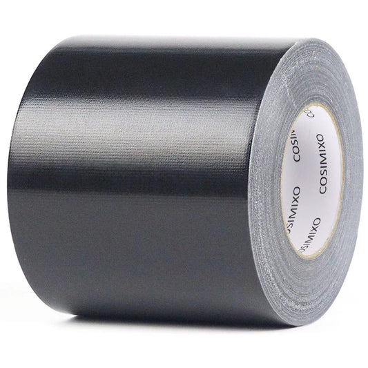 COSIMIXO 1-Pack Black Heavy Duty Duct Tape, 4 inches x 55 Yards, Strong, Flexible, No Residue, All-Weather and Tear by Hand - Bulk Value for Repairs, Industrial, Professional Use (Black)