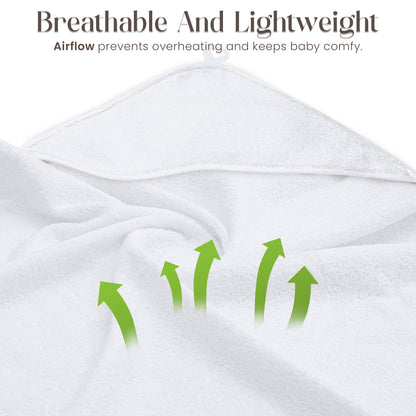 Infancie Organic Bamboo Hooded Baby Towels with Baby Washcloths 6 Pack 3 Towel 75 X 75 & 3 Washcloth 25 X 25 CM Absorbent Baby Towel with Hood Gentle On Skin Bath Essentials for Newborns and Infants
