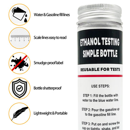 E85 Tester Kit, Reusable Ethanol Test Kit, Wide Mouth Fuel Test Bottle, Gasoline Super Content Tester (2 Pack)