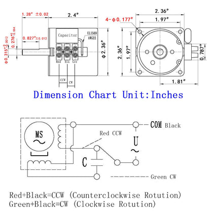 30RPM Reducer Motor Dual Bearing Synchronous Gear AC Motor CW/CCW Control 115V 60Hz 10W 60KTYZ